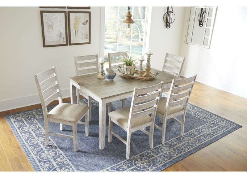 Rectangular Dining Table Set with 6 Fabric Upholstered Chairs - Derby
